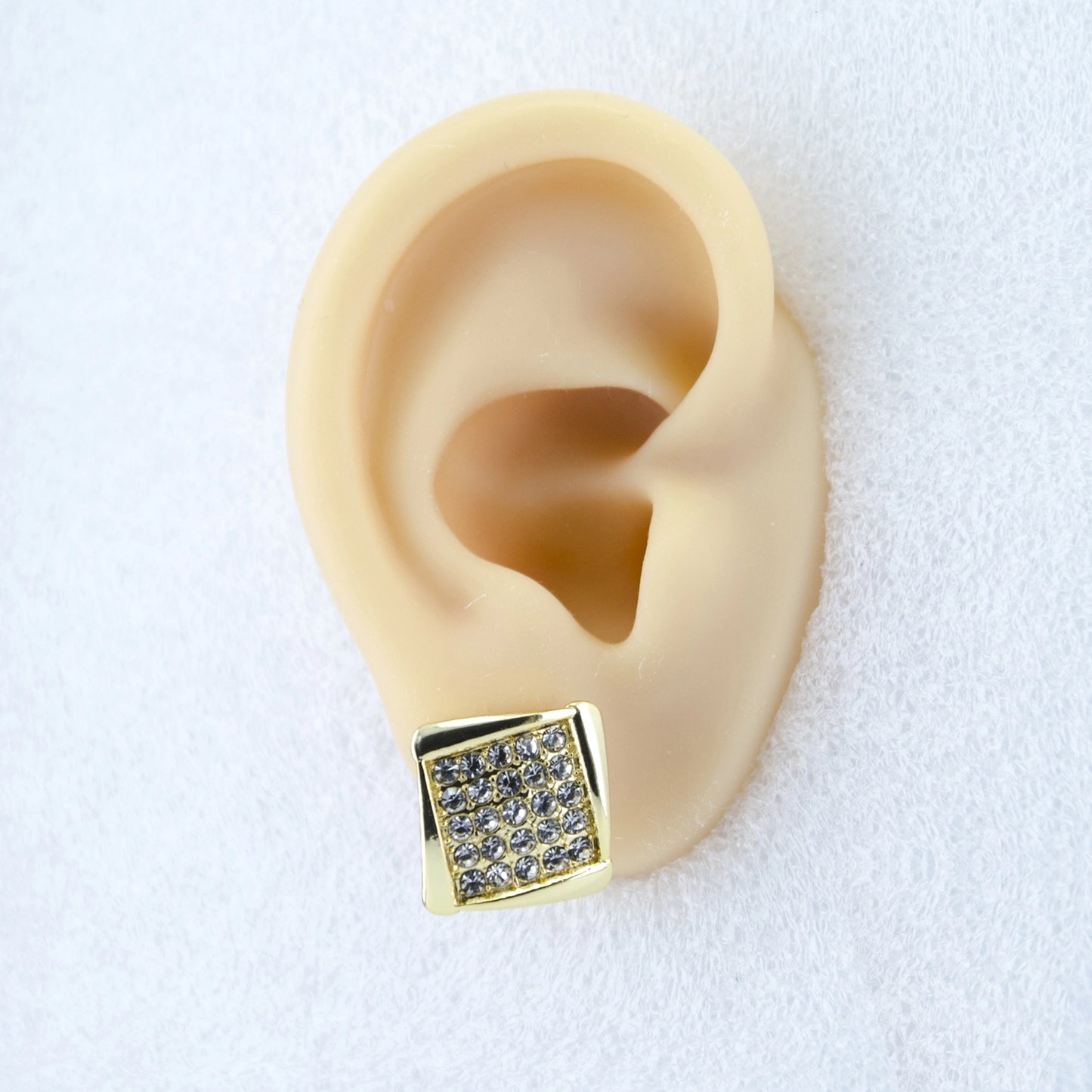 Square Shaped Stud With White Austrian Crystal Stone Earrings