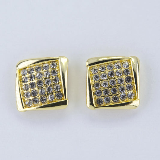 Square Shaped Stud With White Austrian Crystal Stone Earrings