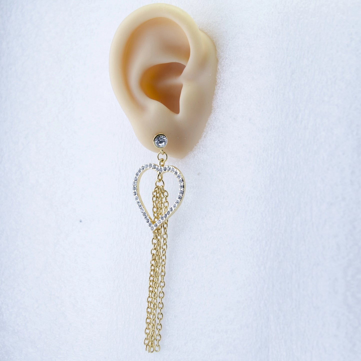 24Kt Gold & Rhodium Plated Heart Tassel Earrings