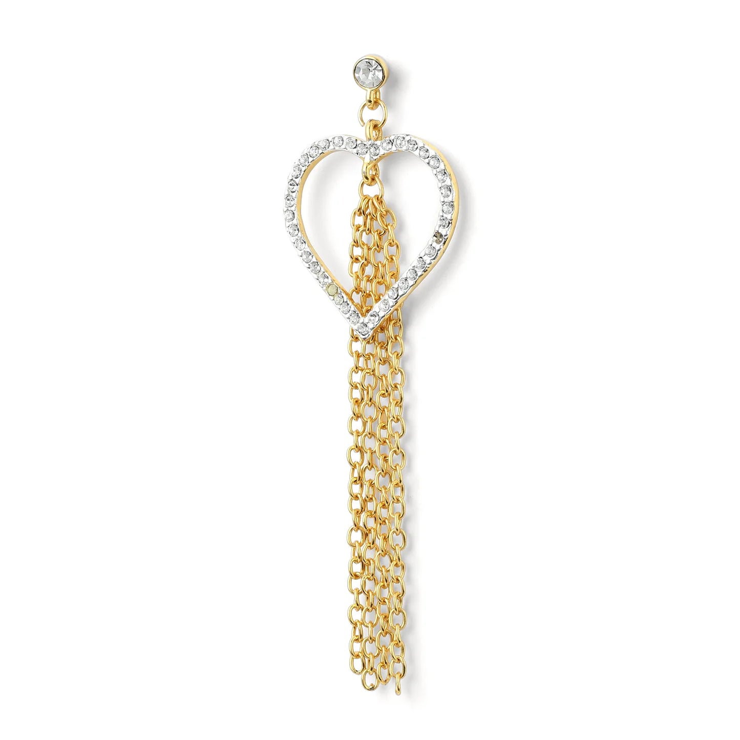 24Kt Gold & Rhodium Plated Heart Tassel Earrings