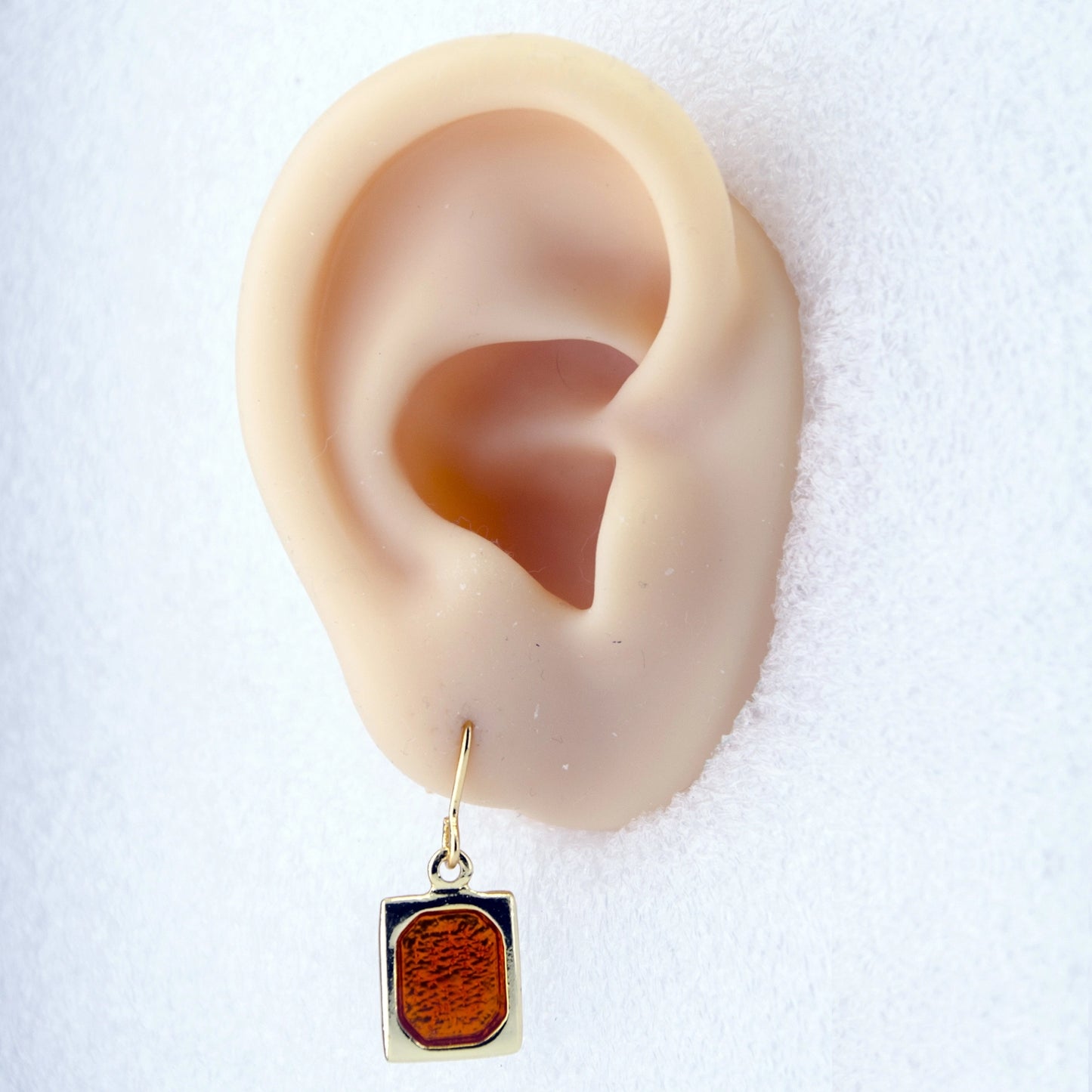 Rectangular Honey Amber Earrings