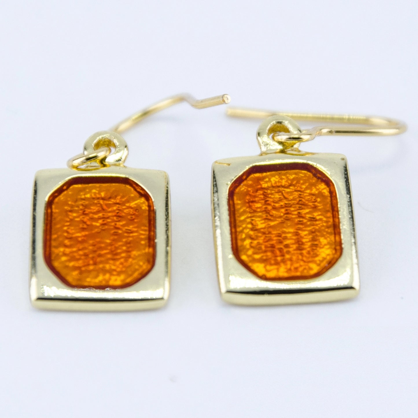 Rectangular Honey Amber Earrings