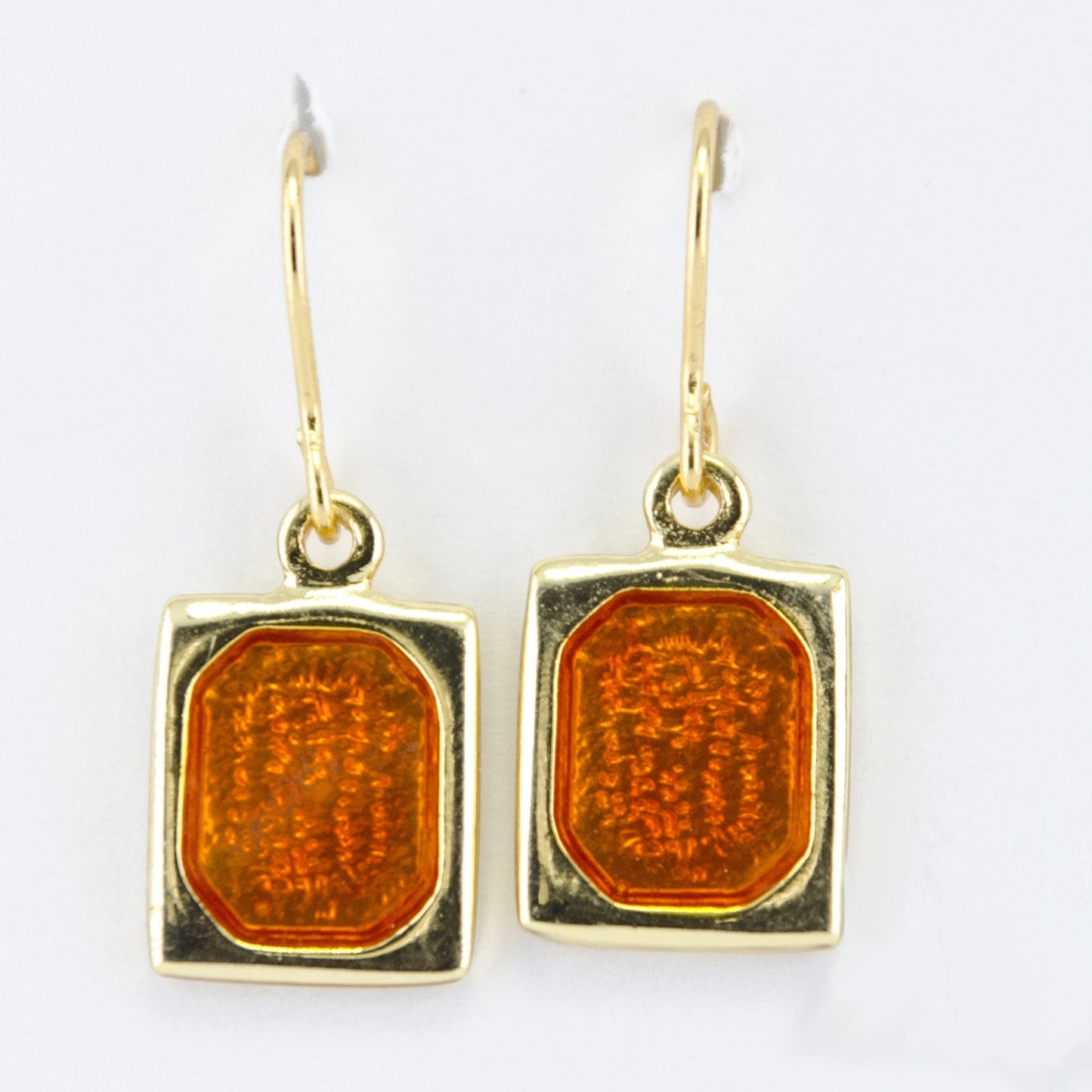 Rectangular Honey Amber Earrings