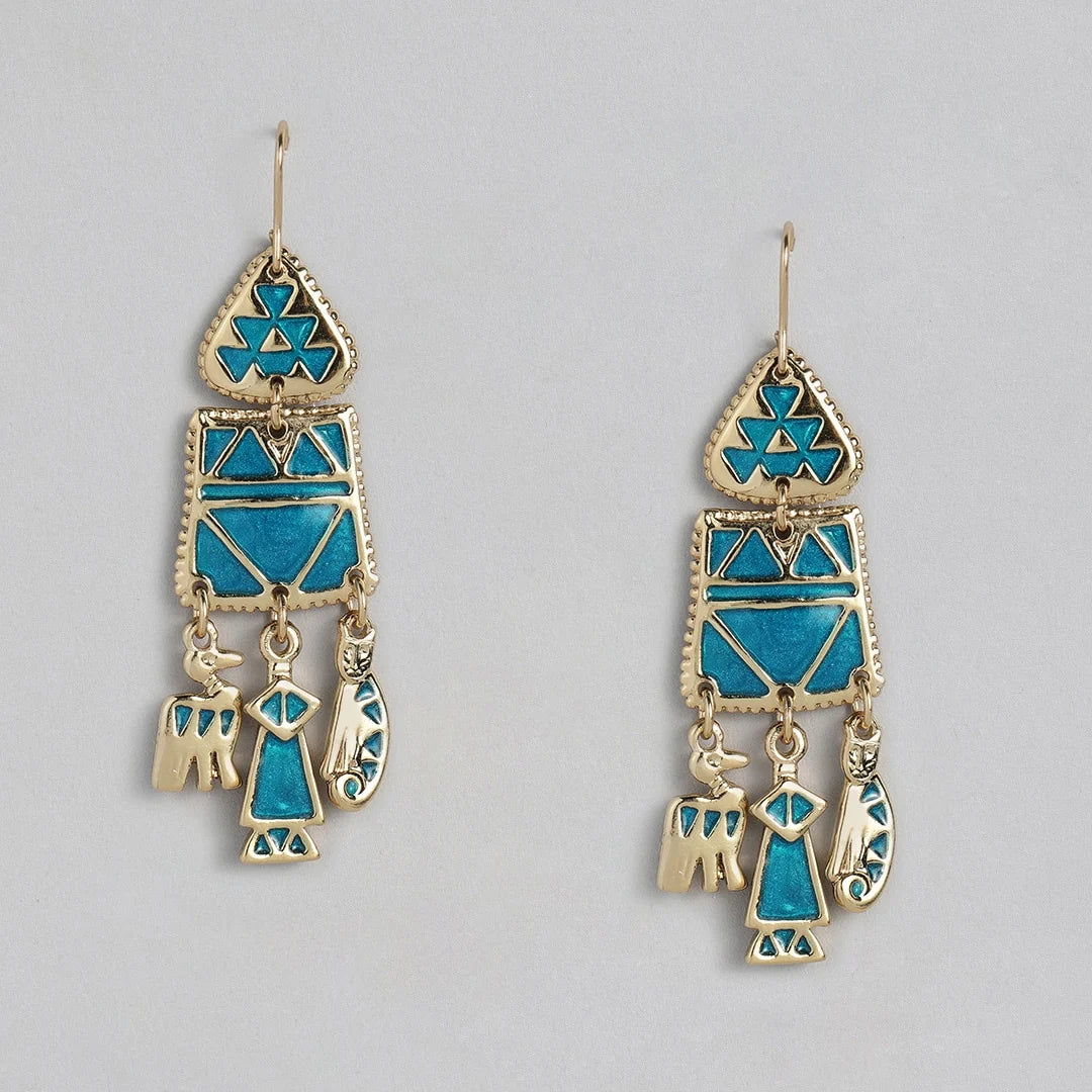 Turquoise/ Blue, Long Dangle Earrings