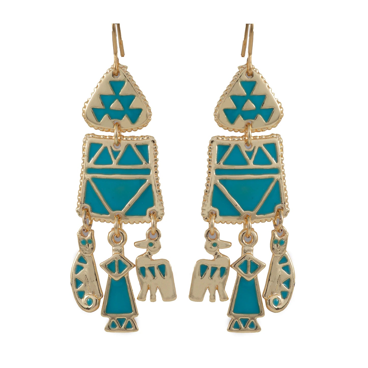 Turquoise/ Blue, Long Dangle Earrings