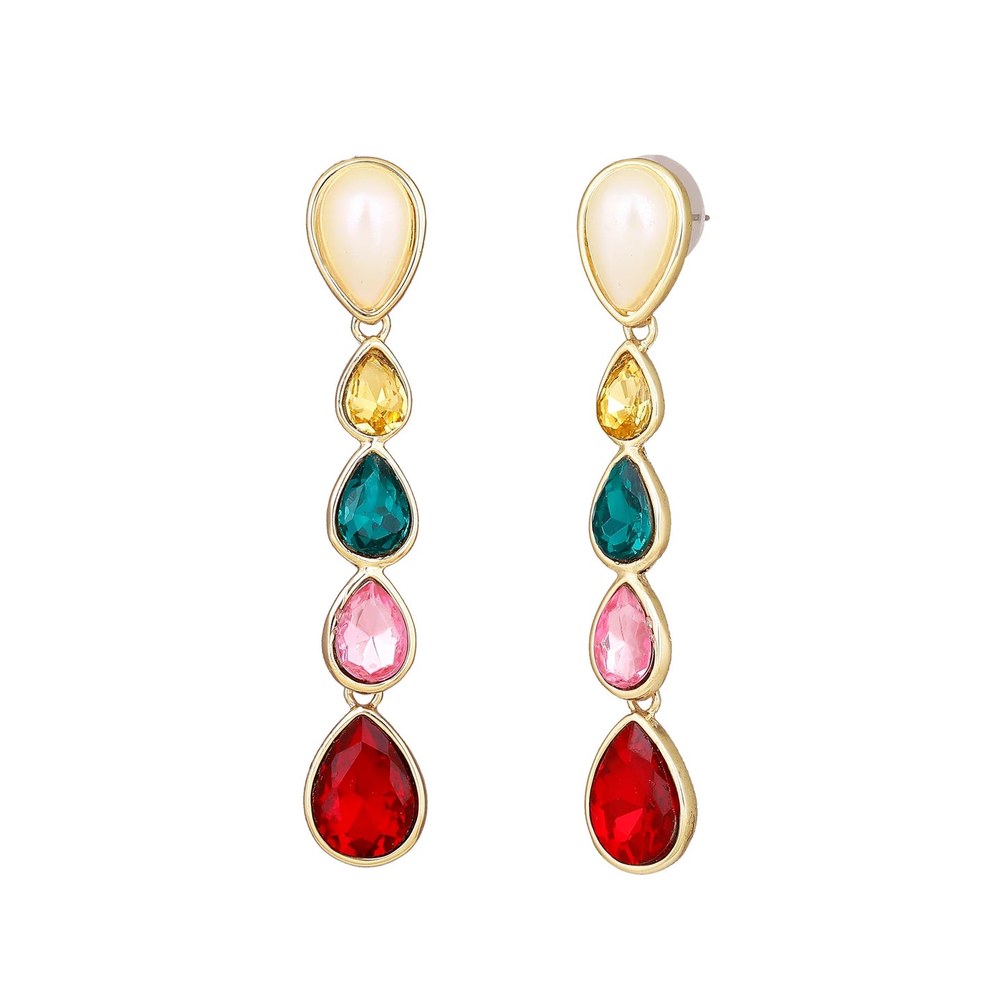 Colorful Statement Fashion Long Zircon Earrings