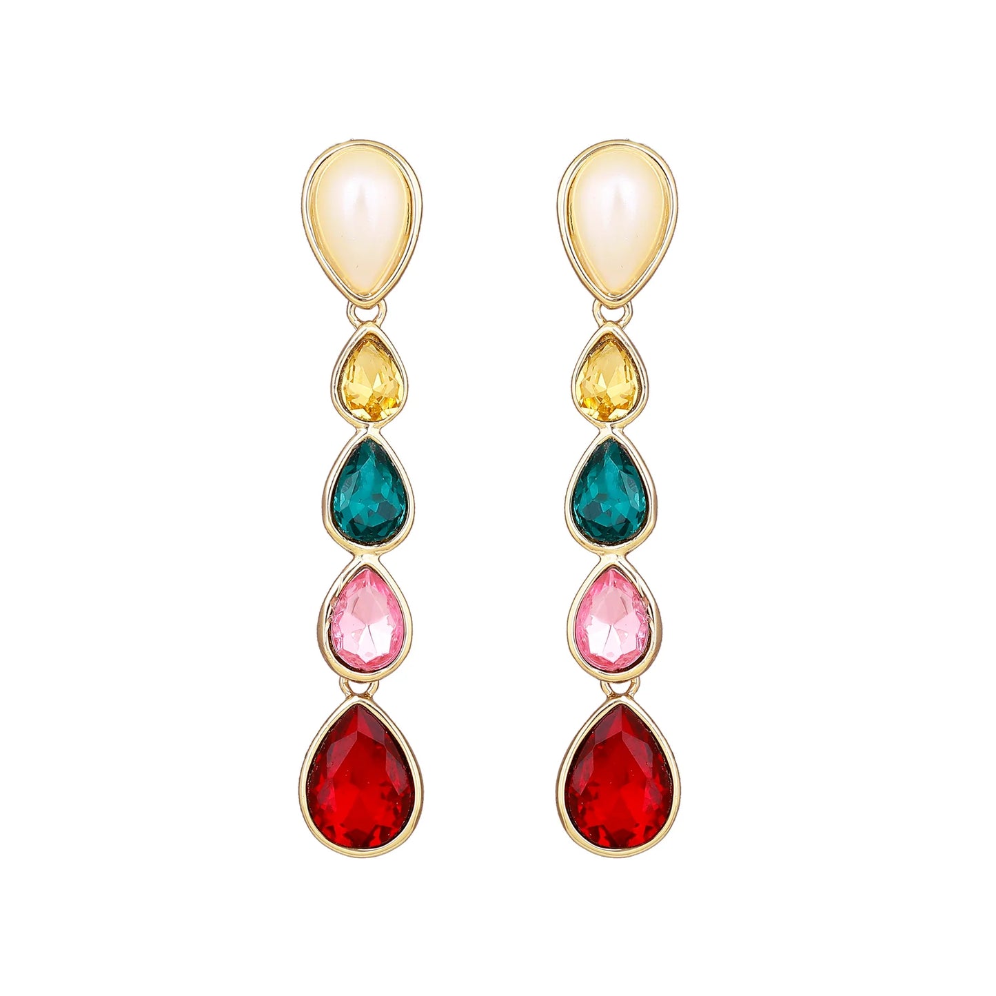 Colorful Statement Fashion Long Zircon Earrings