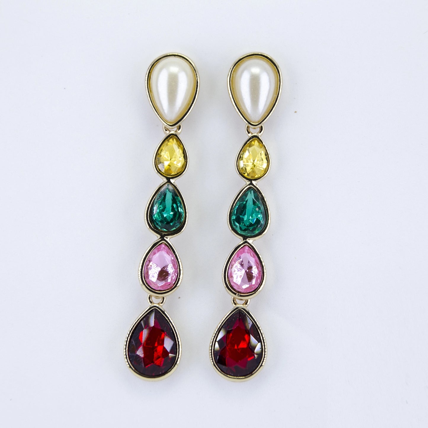 Colorful Statement Fashion Long Zircon Earrings