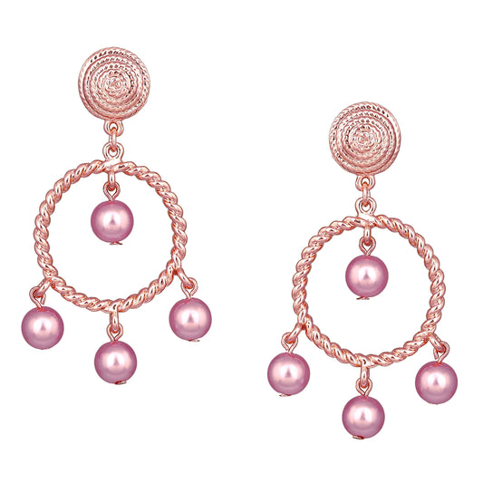 Chandelier Earrings Pink Pearls