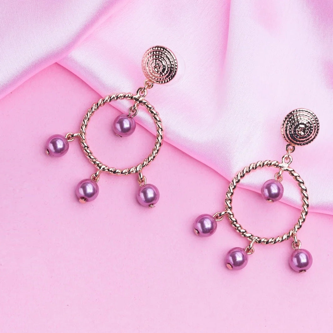 Chandelier Earrings Pink Pearls