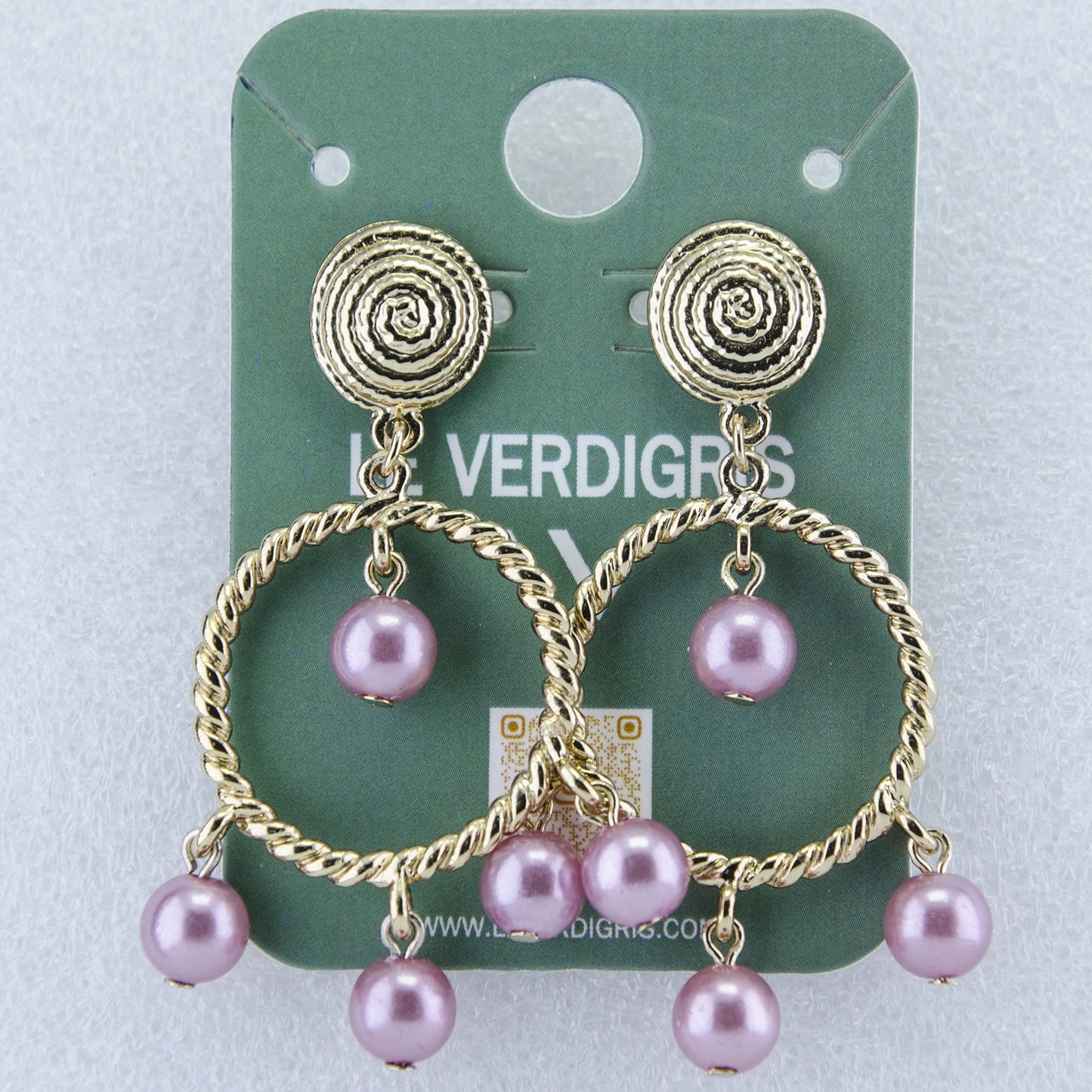 Chandelier Earrings Pink Pearls