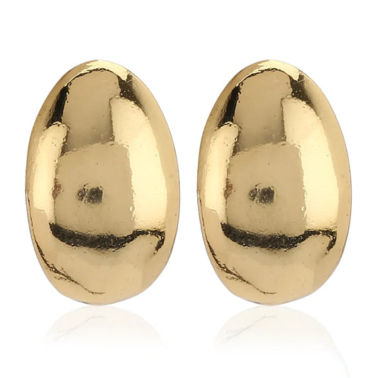 Oval shape stud Earrings Gold