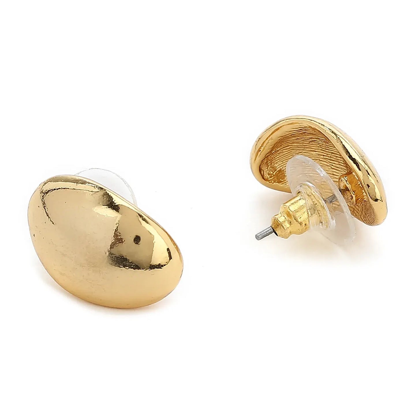 Oval shape stud Earrings Gold