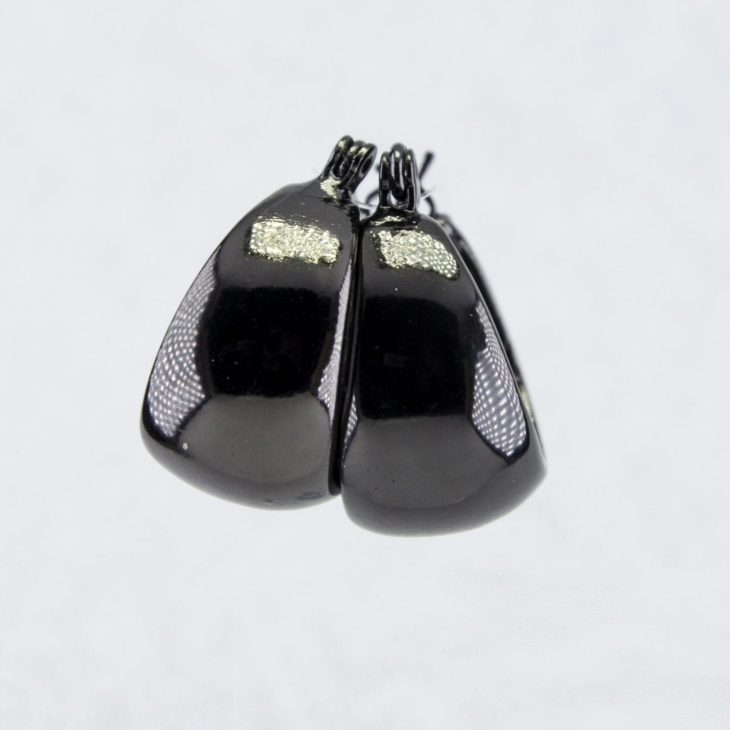 Black Enamel Silver Plated Stud Earrings