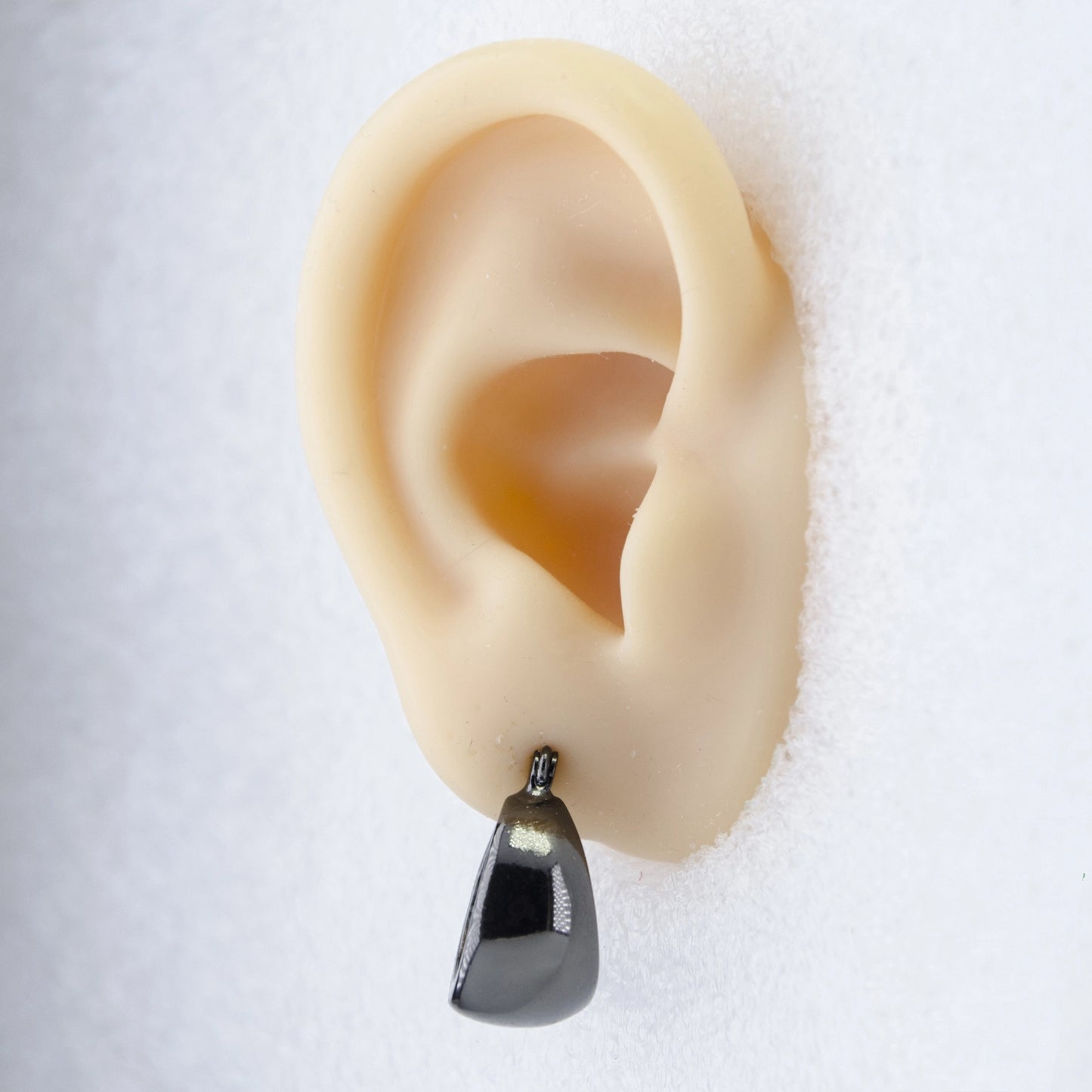 Black Enamel Silver Plated Stud Earrings