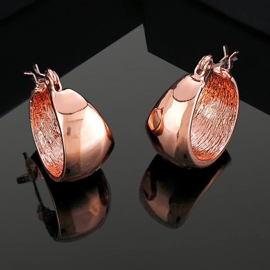 Wide rose gold hoop earrings