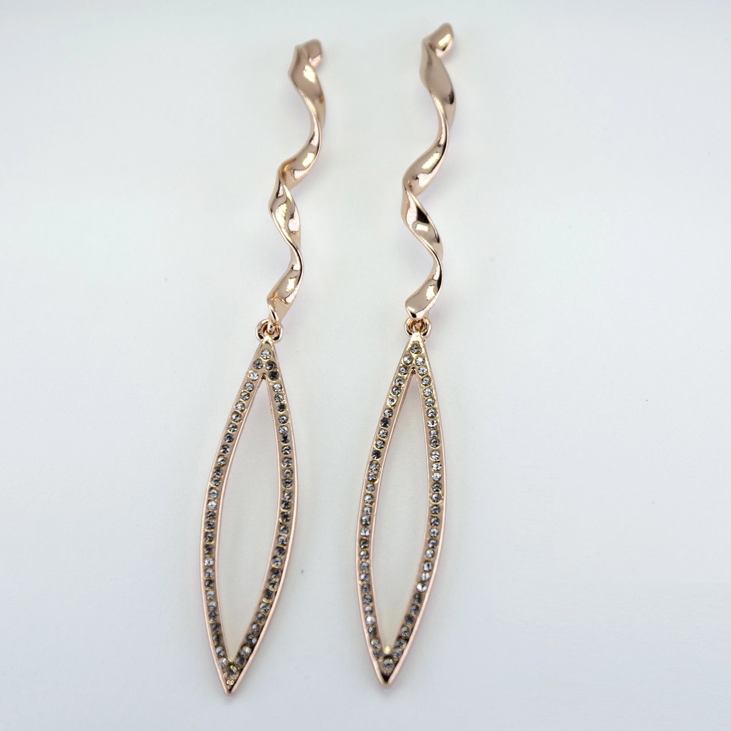 Rose 24Kt Gold Plated Twirl Drop Earrings