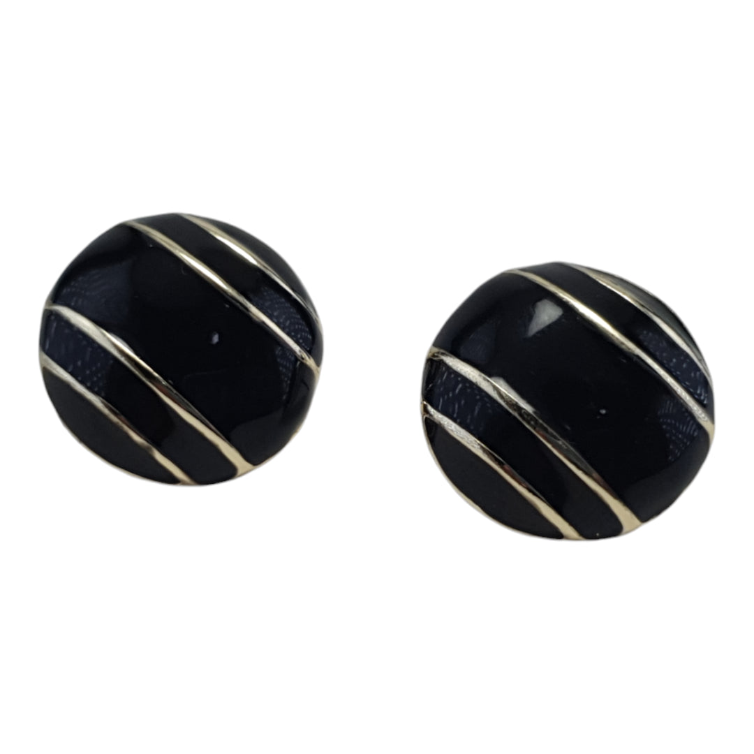 24Kt Gold plated and black fashionable round studs