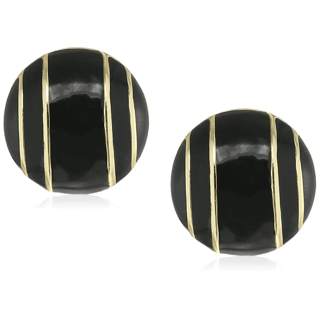 24Kt Gold plated and black fashionable round studs