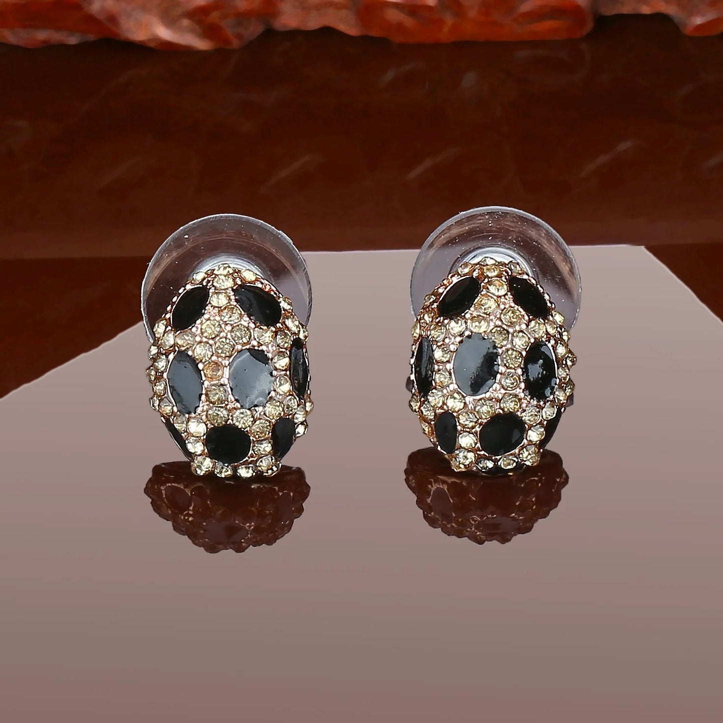 24Kt Gold Plated Black beauty stone studs for fashionable and trendy women