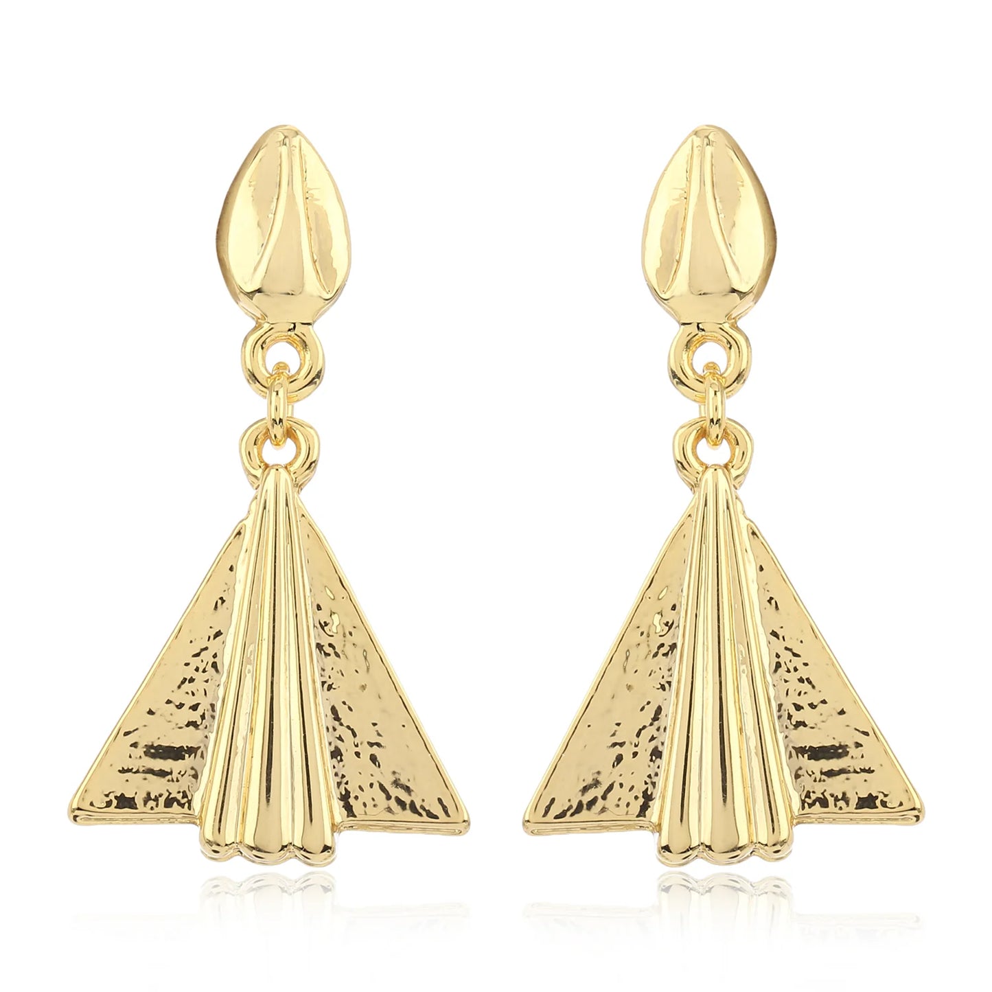 24Kt Gold Tone Plated Triangle Shaped Drop Earrings