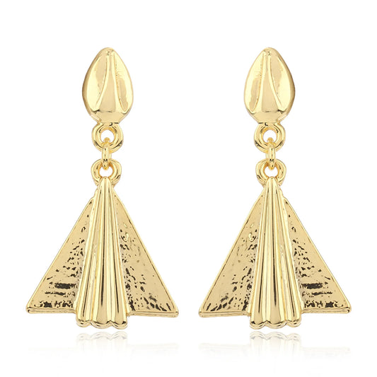 24Kt Gold Tone Plated Triangle Shaped Drop Earrings