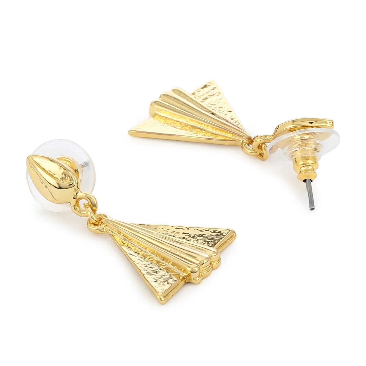 24Kt Gold Tone Plated Triangle Shaped Drop Earrings