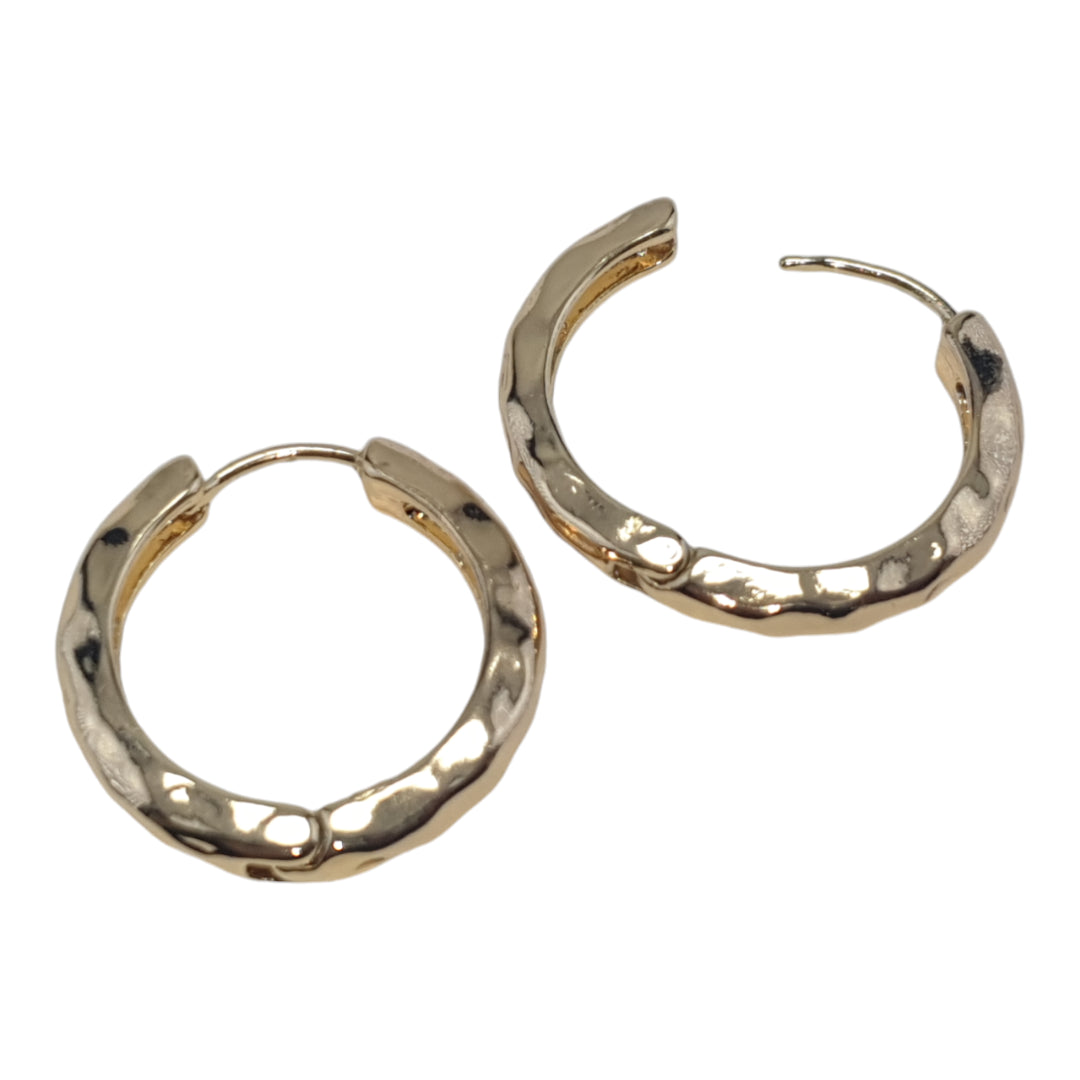 Hammered Texture Circle Design Hoop Earrings