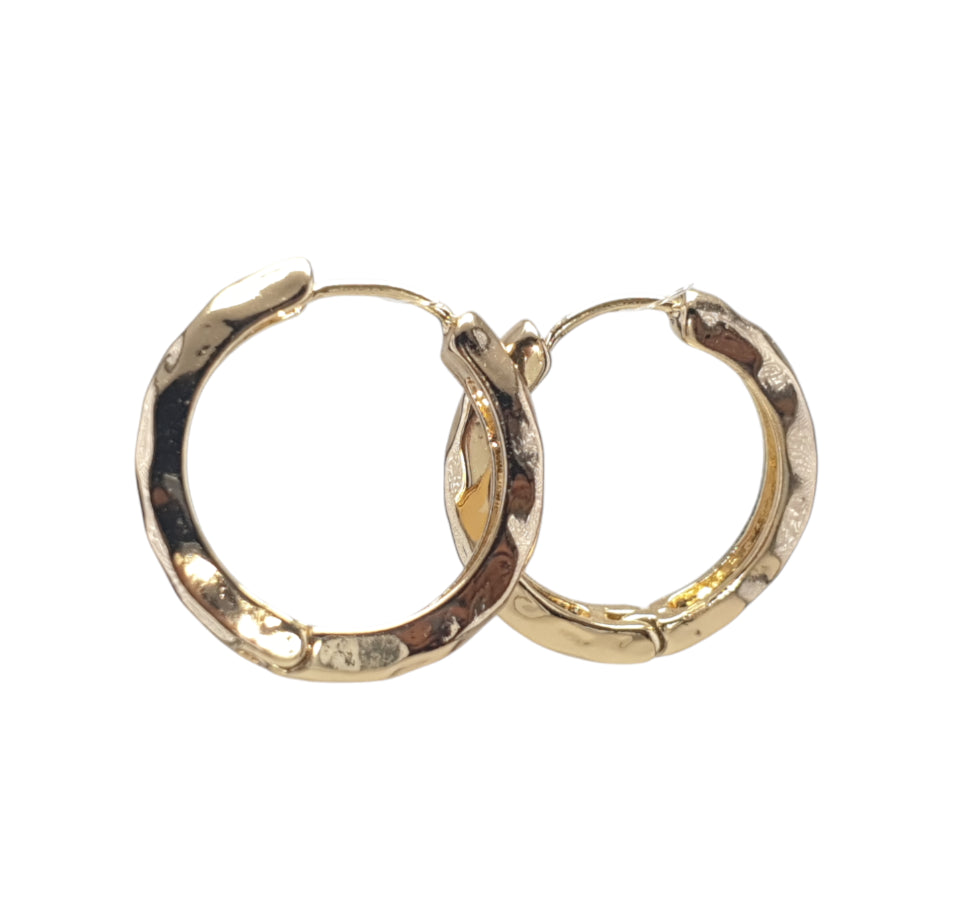 Hammered Texture Circle Design Hoop Earrings