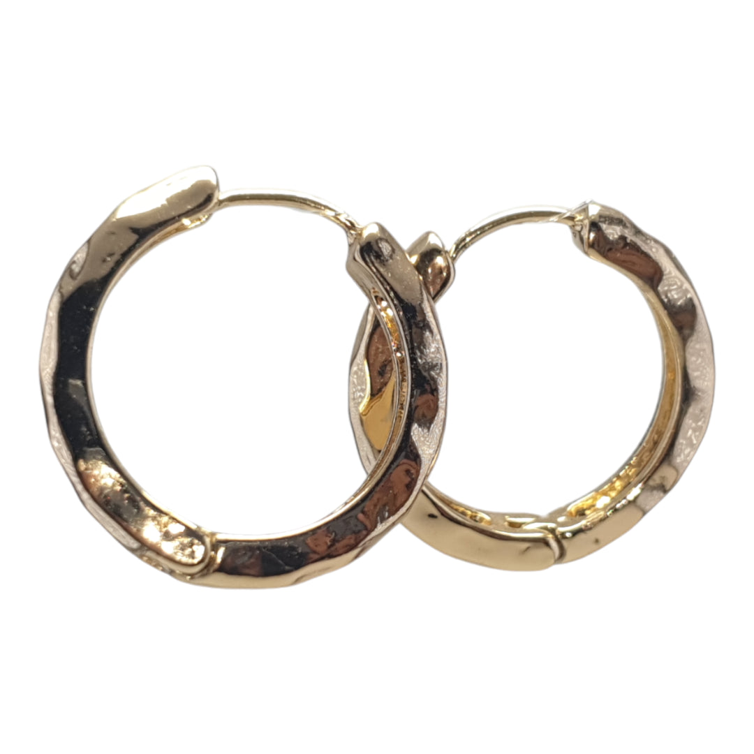 Hammered Texture Circle Design Hoop Earrings