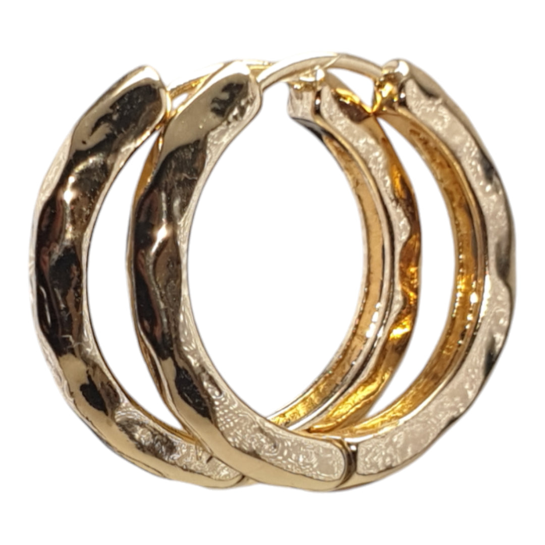 Hammered Texture Circle Design Hoop Earrings