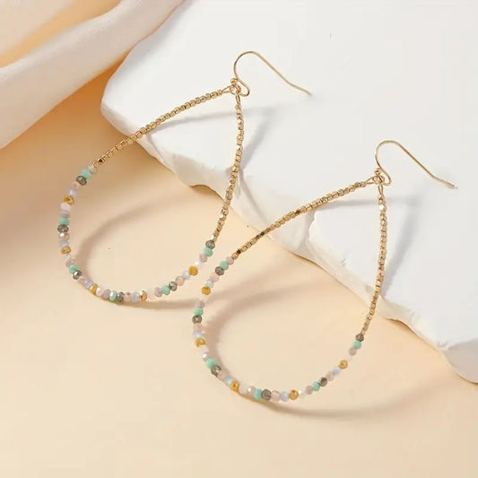 Bohemian Waterdrop Shaped Artificial Crystal Decor Earrings - Multi Color