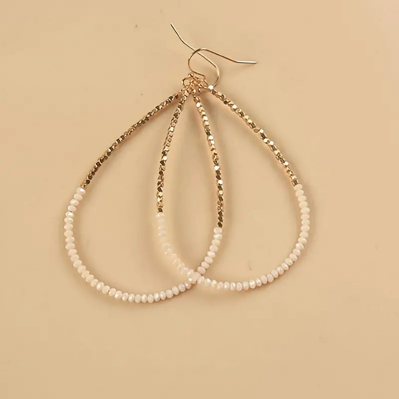 Bohemian Waterdrop Shaped Artificial Crystal Decor Earrings - White