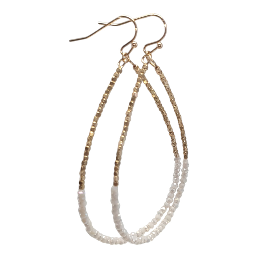 Bohemian Waterdrop Shaped Artificial Crystal Decor Earrings - White