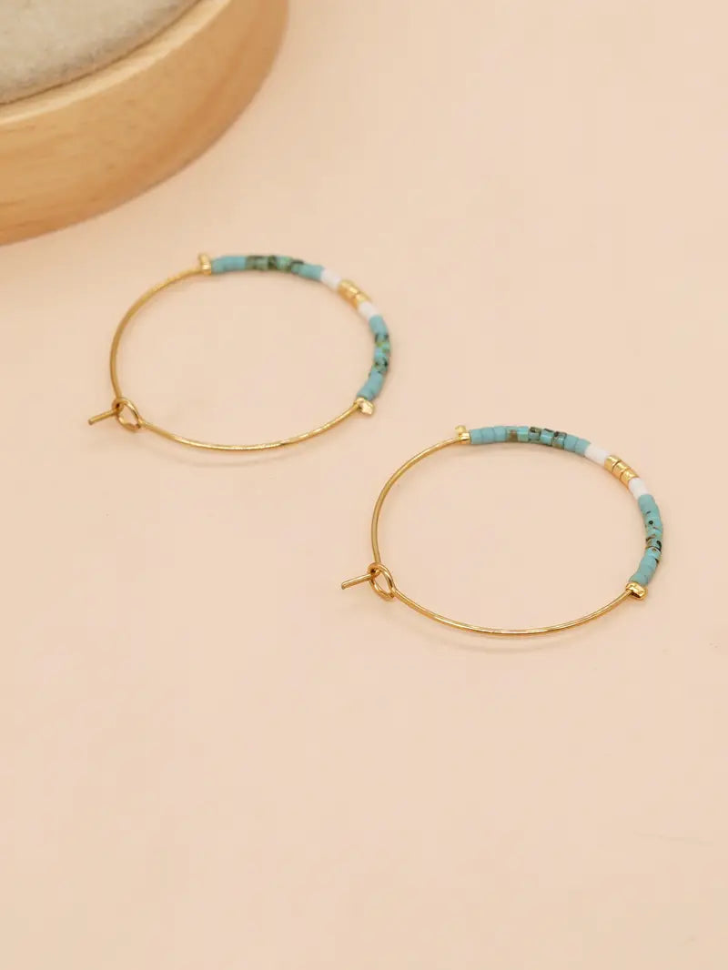 Bohemian Vacation Style Hoop Earrings Handmade With Miyuki Beads