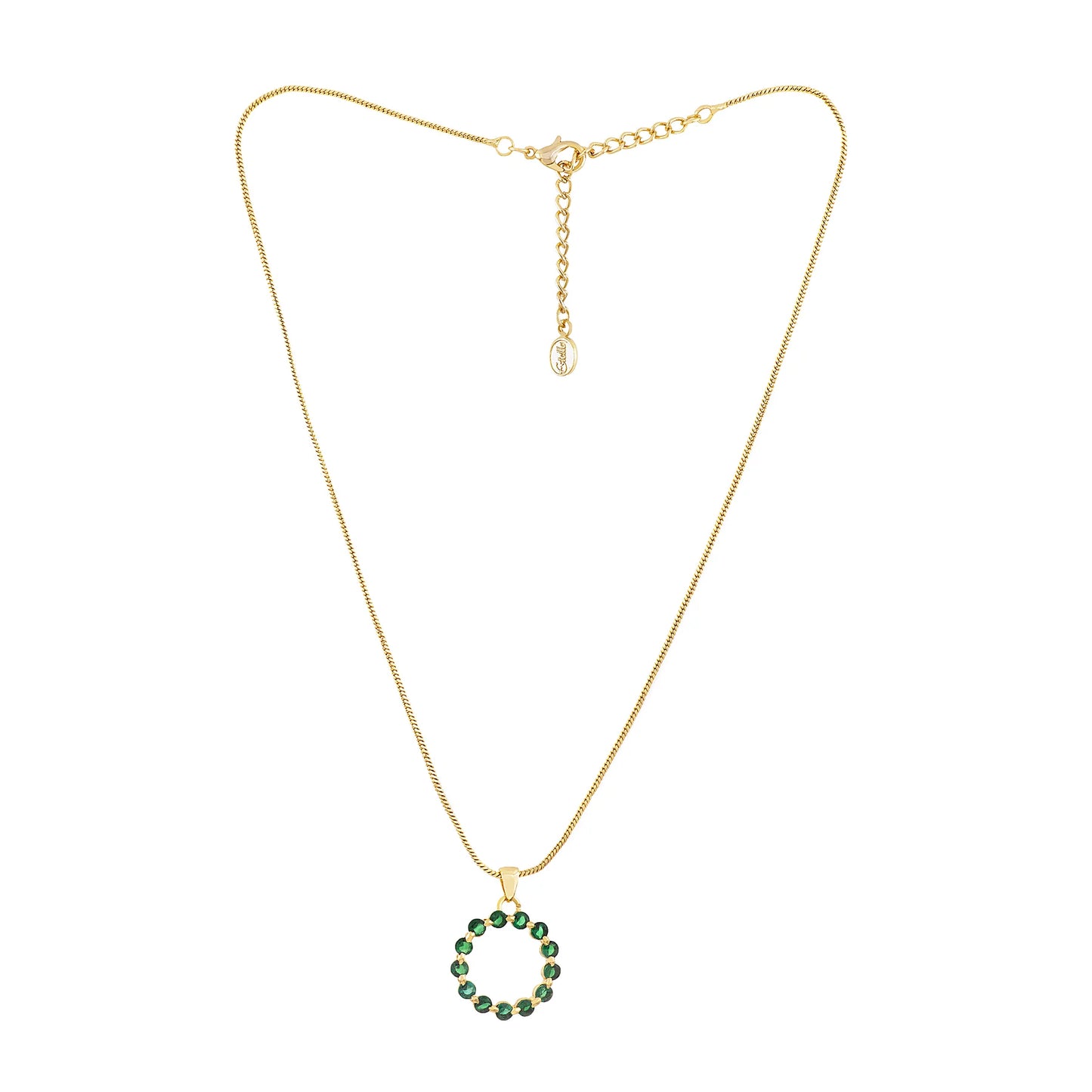 Full Circle Mini Pendant Necklace in clear gold tone - Green