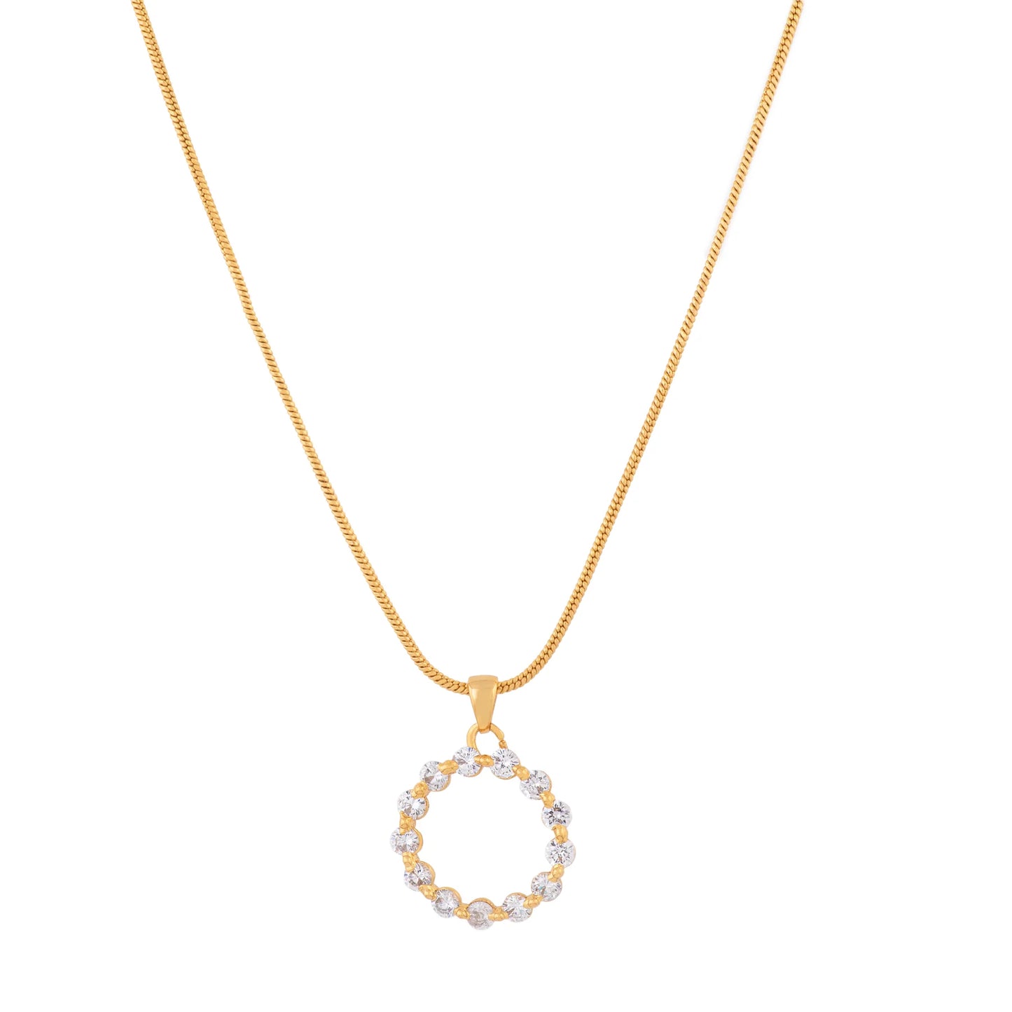 Full Circle Mini Pendant Necklace in clear gold tone - Clear