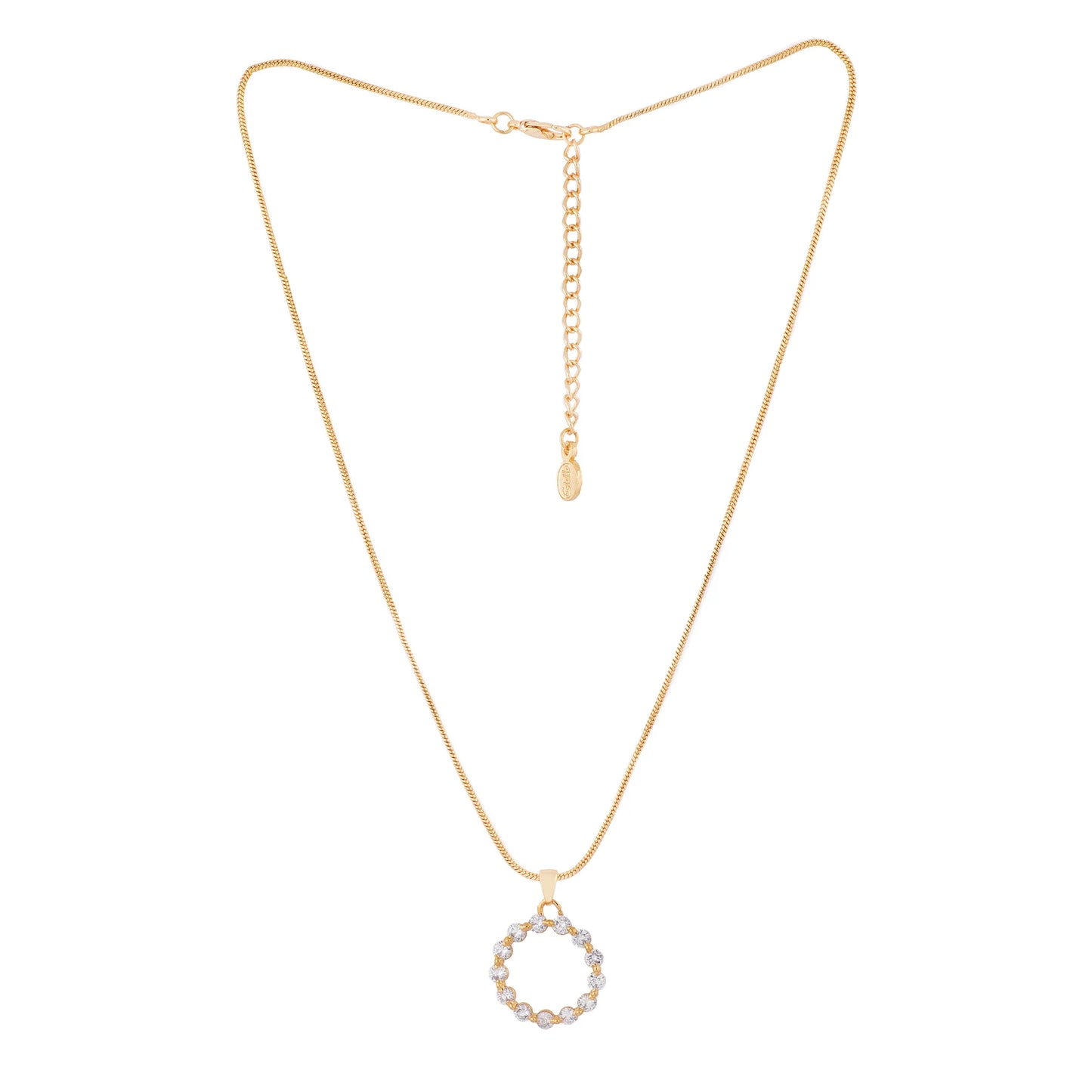 Full Circle Mini Pendant Necklace in clear gold tone - Clear