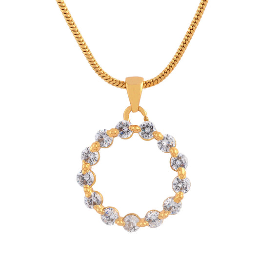 Full Circle Mini Pendant Necklace in clear gold tone - Clear