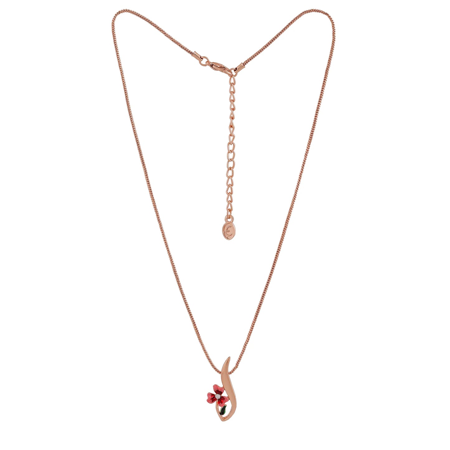 Rose Gold Plated Enamelled flower necklace Pendant