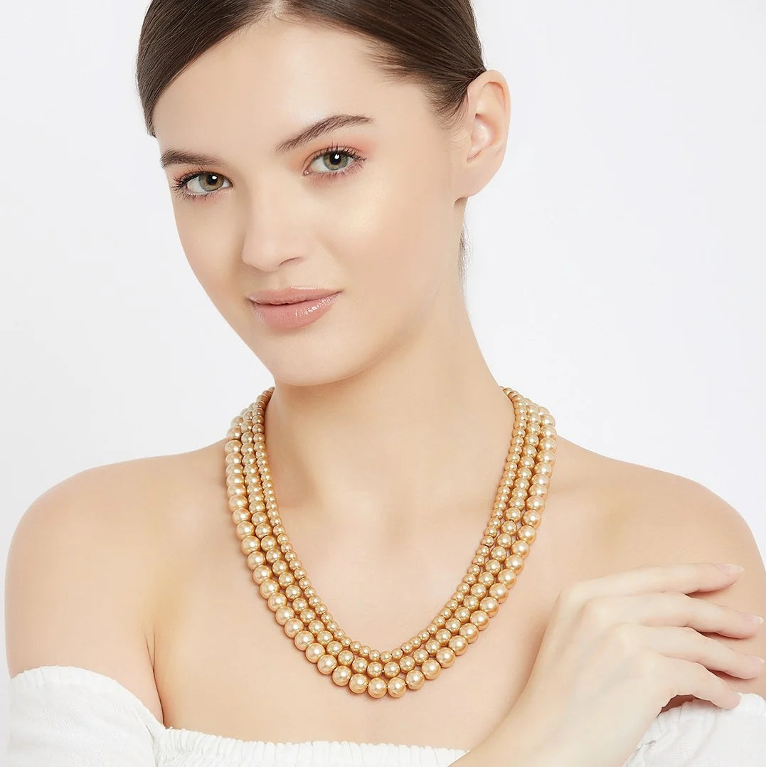 24Kt Gold Plated Pearls Vintage Necklace for Women