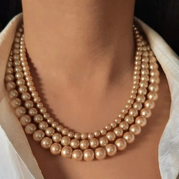 24Kt Gold Plated Pearls Vintage Necklace for Women