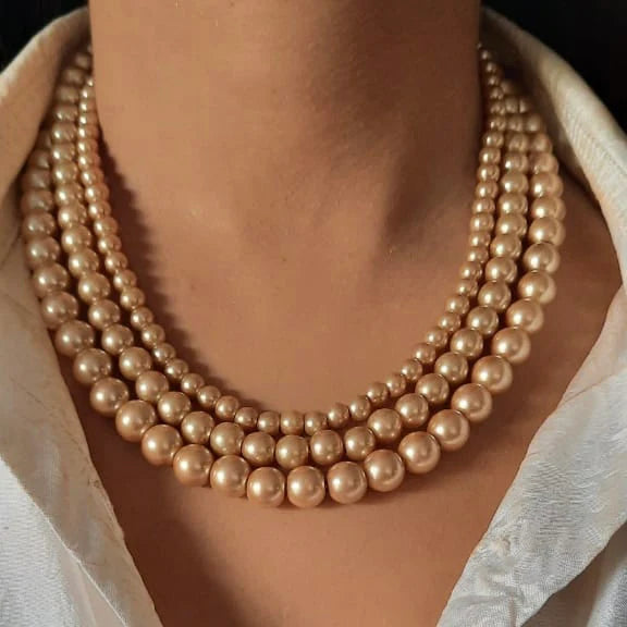 24Kt Gold Plated Pearls Vintage Necklace for Women