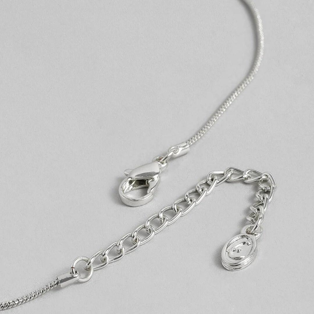 Rhodium Plated Shell of Blue Chain Necklaces