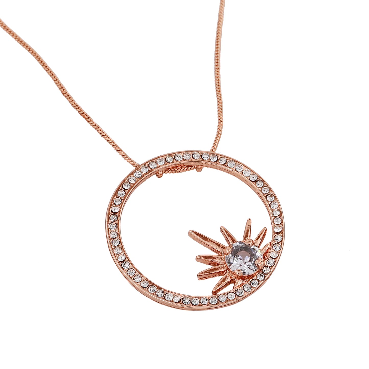 Beautifully Designed Rose Gold Sun Motif pendant with Chain