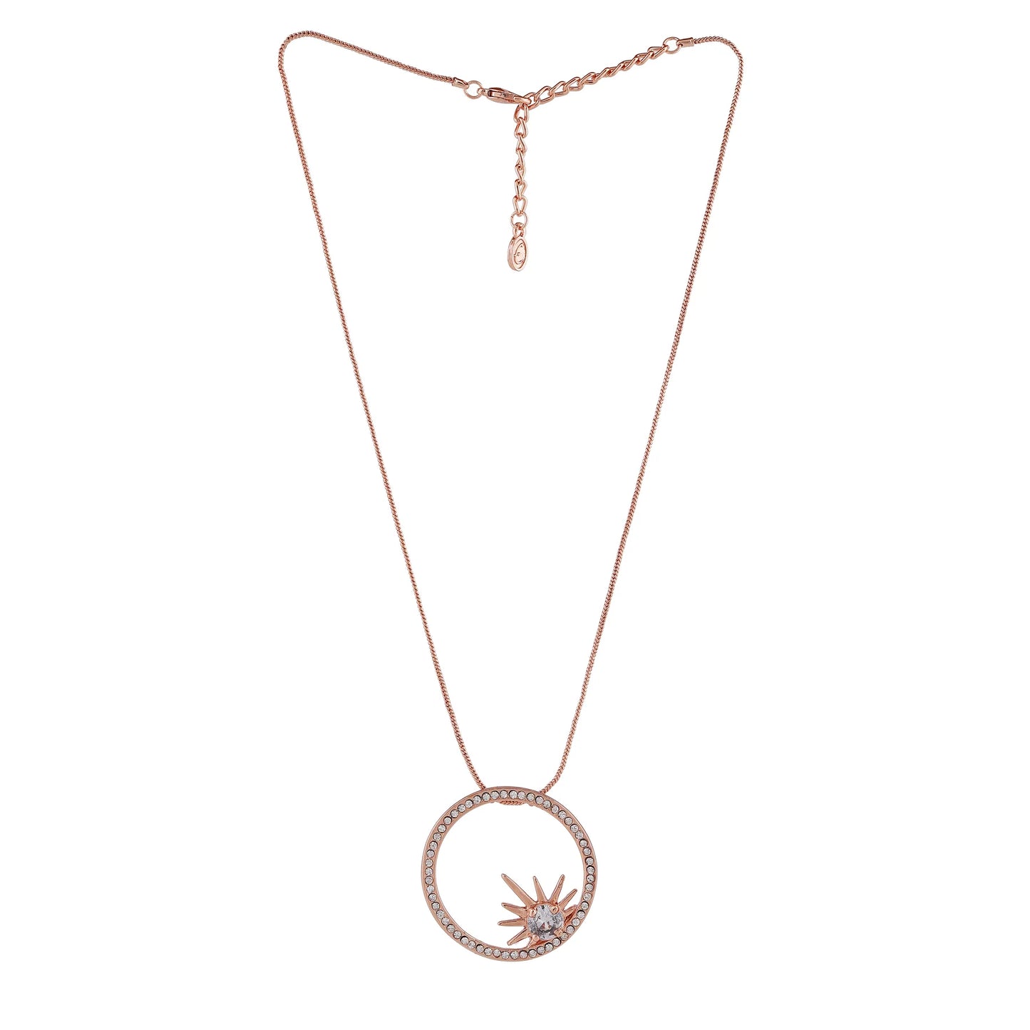 Beautifully Designed Rose Gold Sun Motif pendant with Chain