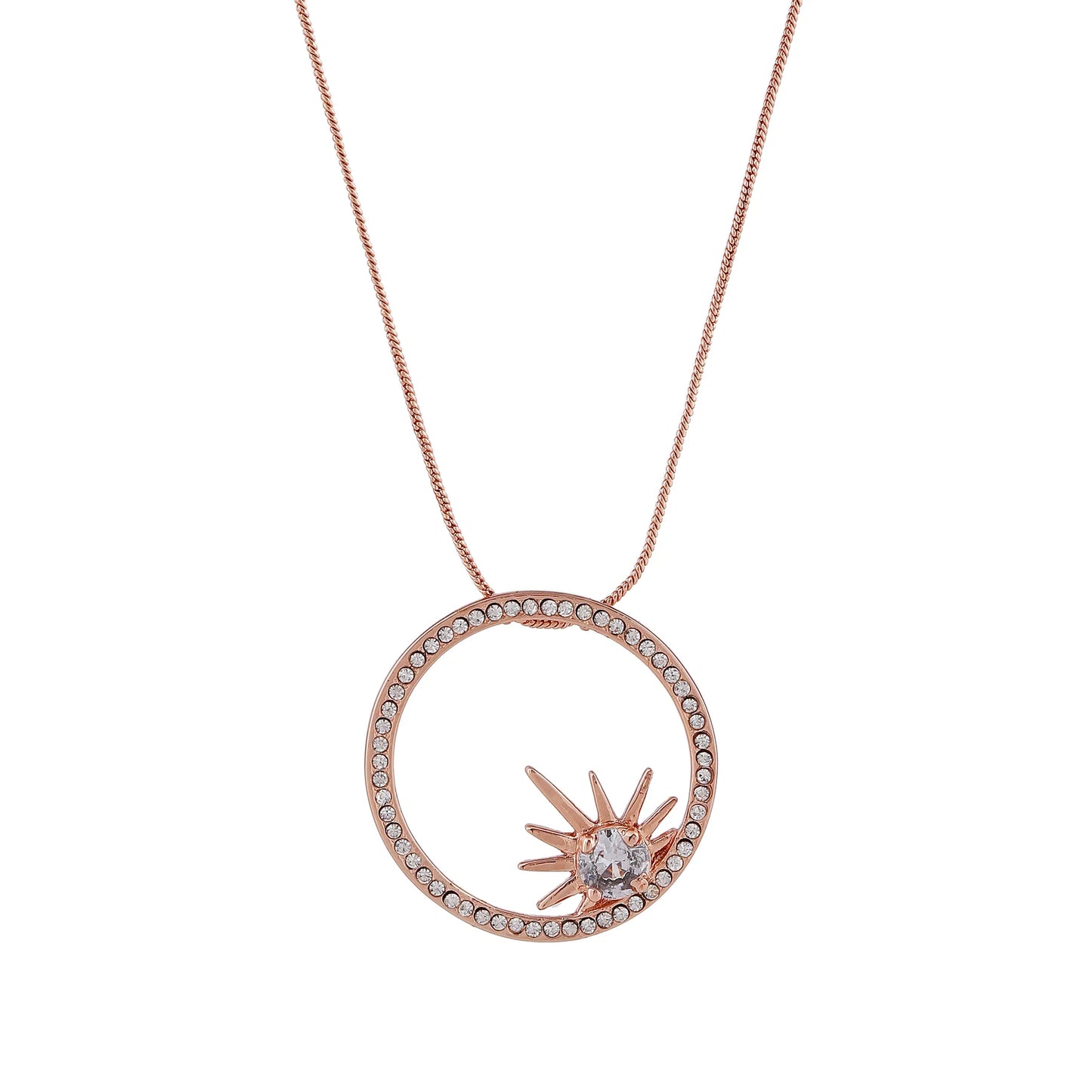 Beautifully Designed Rose Gold Sun Motif pendant with Chain