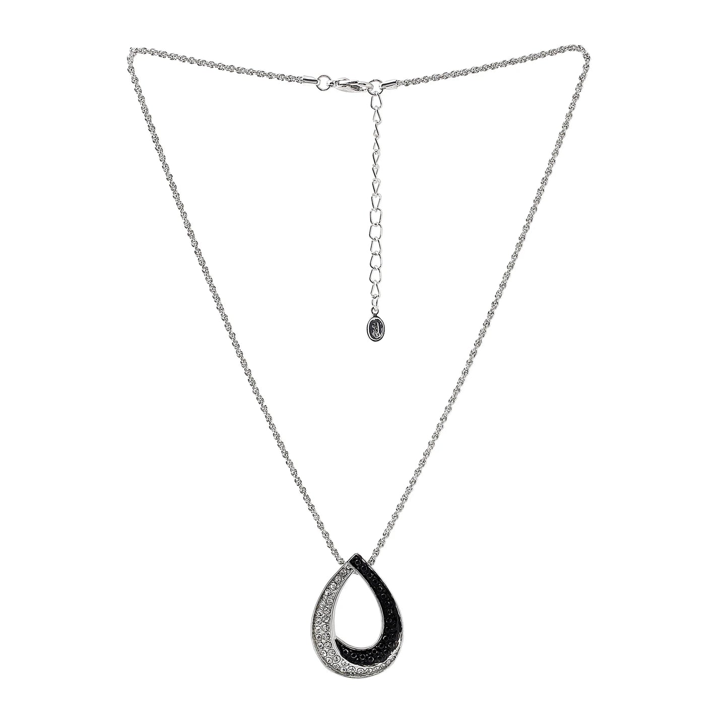 Rhodium Plated Dew Drop Dawn & Dusk Diamante Pendant Set