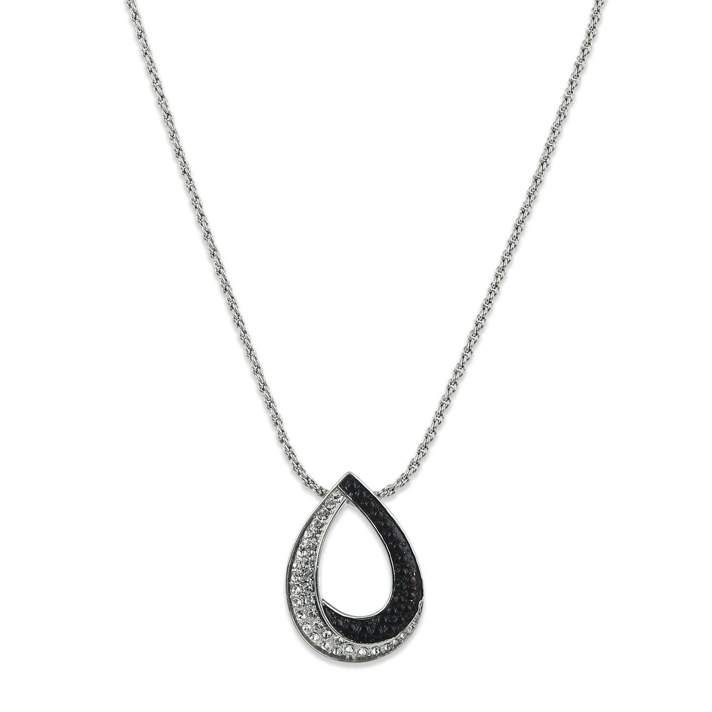 Rhodium Plated Dew Drop Dawn & Dusk Diamante Pendant Set