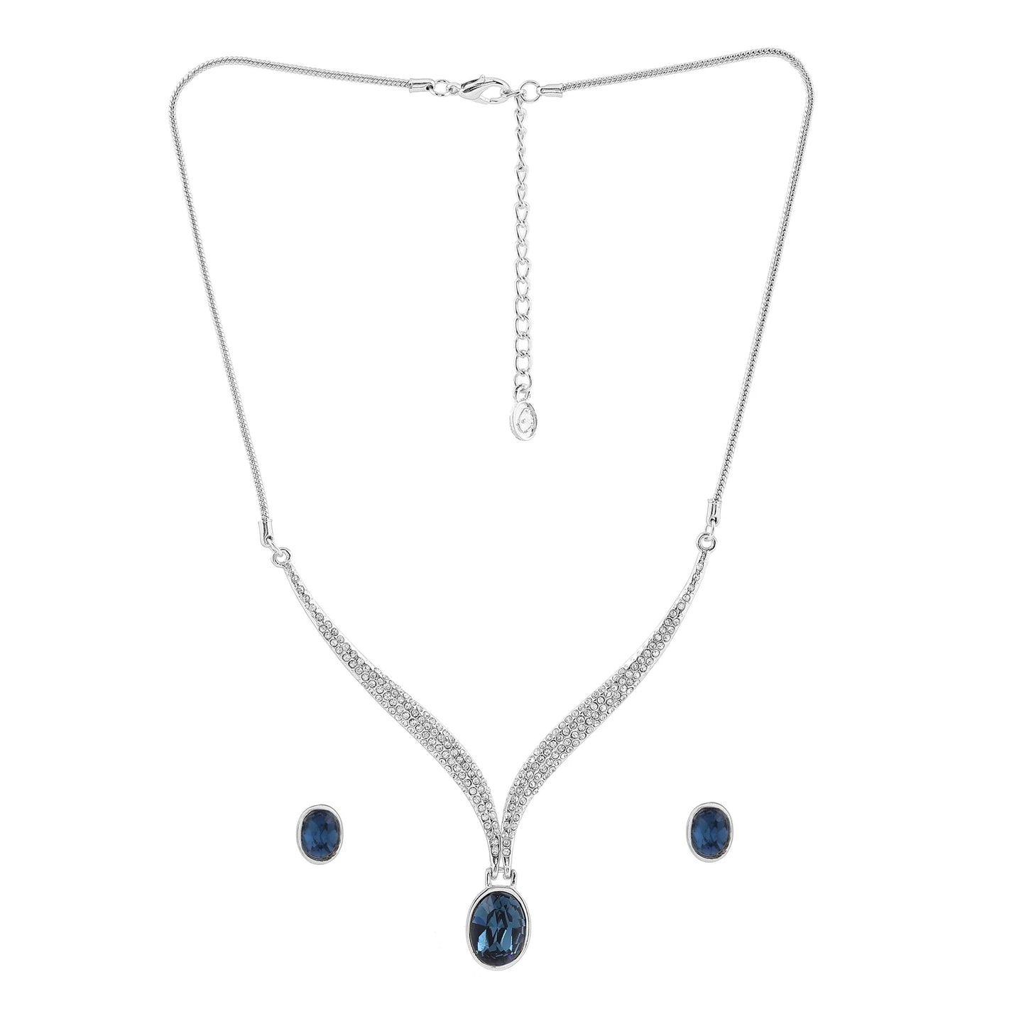 Rhodium Plated Sparkling Necklace Set